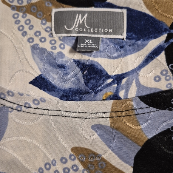 JM Collection Blue and Brown Women's Floral Shirt Size XL - Picture 3 of 7